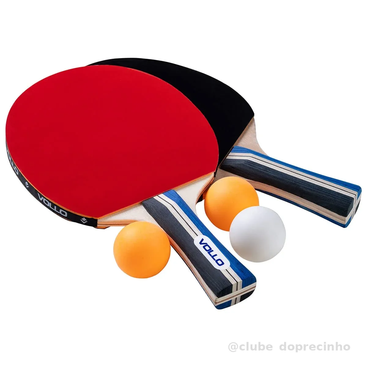 Vollo Kit Tênis de Mesa 2 Raquetes + 3 Bolas