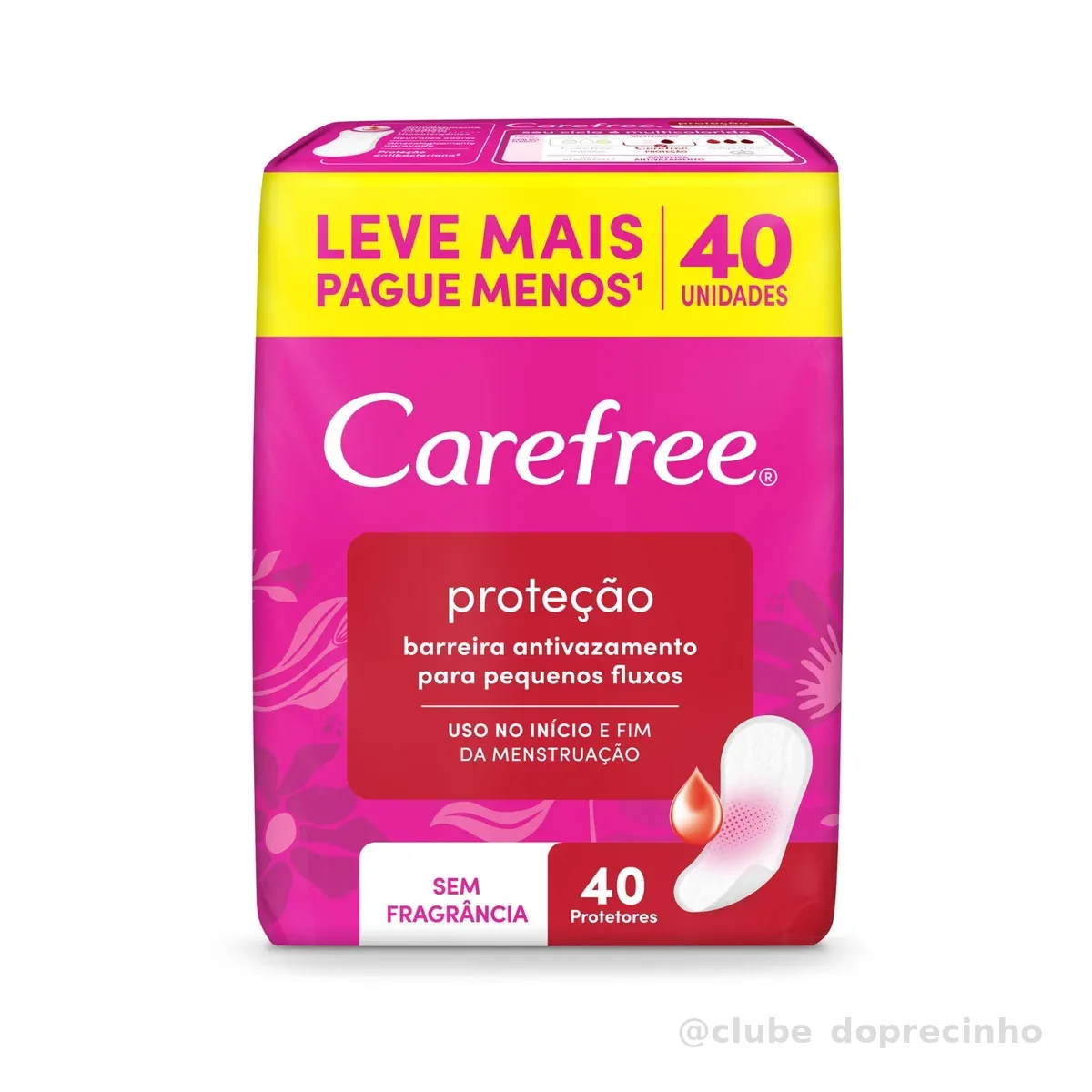 Carefree Protetor Diário Proteção Sem Fragrância, 40un | Absorvente