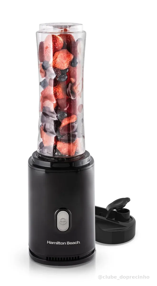 Liquidificador Individual, Preto, Dois Copos, Personal Blender 110v, Hamilton Beach