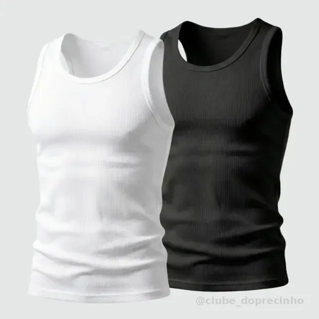 Kit 2 Regata Masculina Verão Treino Canelada Americana Slim