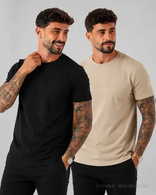 Kit 2 Camiseta Masculina Malha Peruana Premium