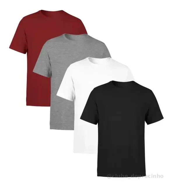 Kit 4 Camisetas  Masculinas Lisa Premium 100% Algodão