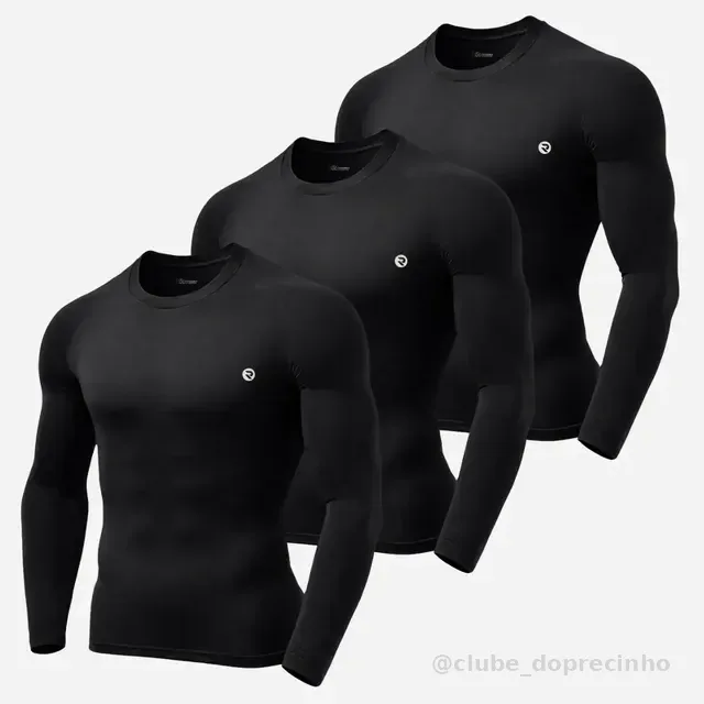Kit 3 Camisetas Masculinas Térmica Segunda Pele Proteção Uv