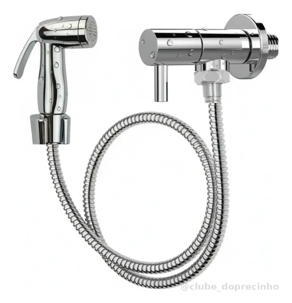 Ducha Higiênica Abs Cromado - 1/4 De Volta Com Registro
