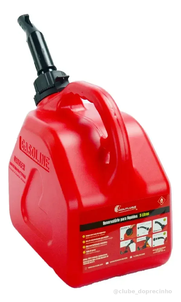 Galão Tanque Combustível Gasolina 5 Litros C/ Bico Wolf-flow