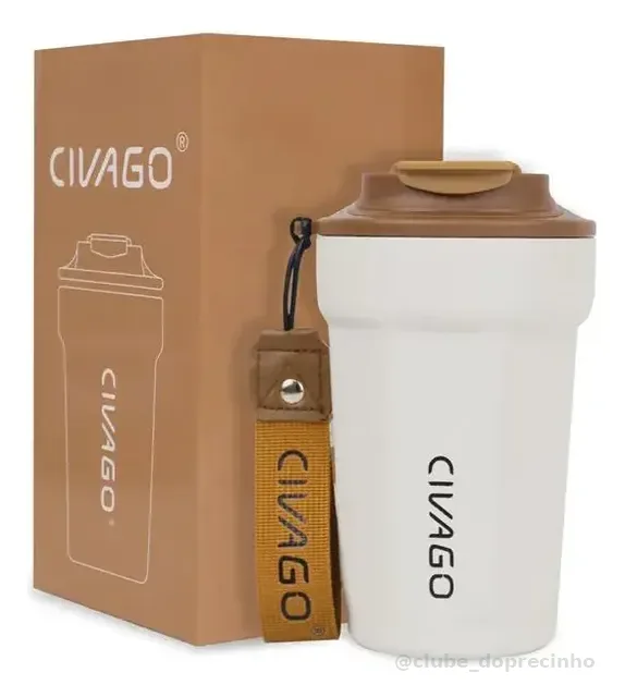 Copo Térmico Inox 380ml Com Tampa Para Café E Chá