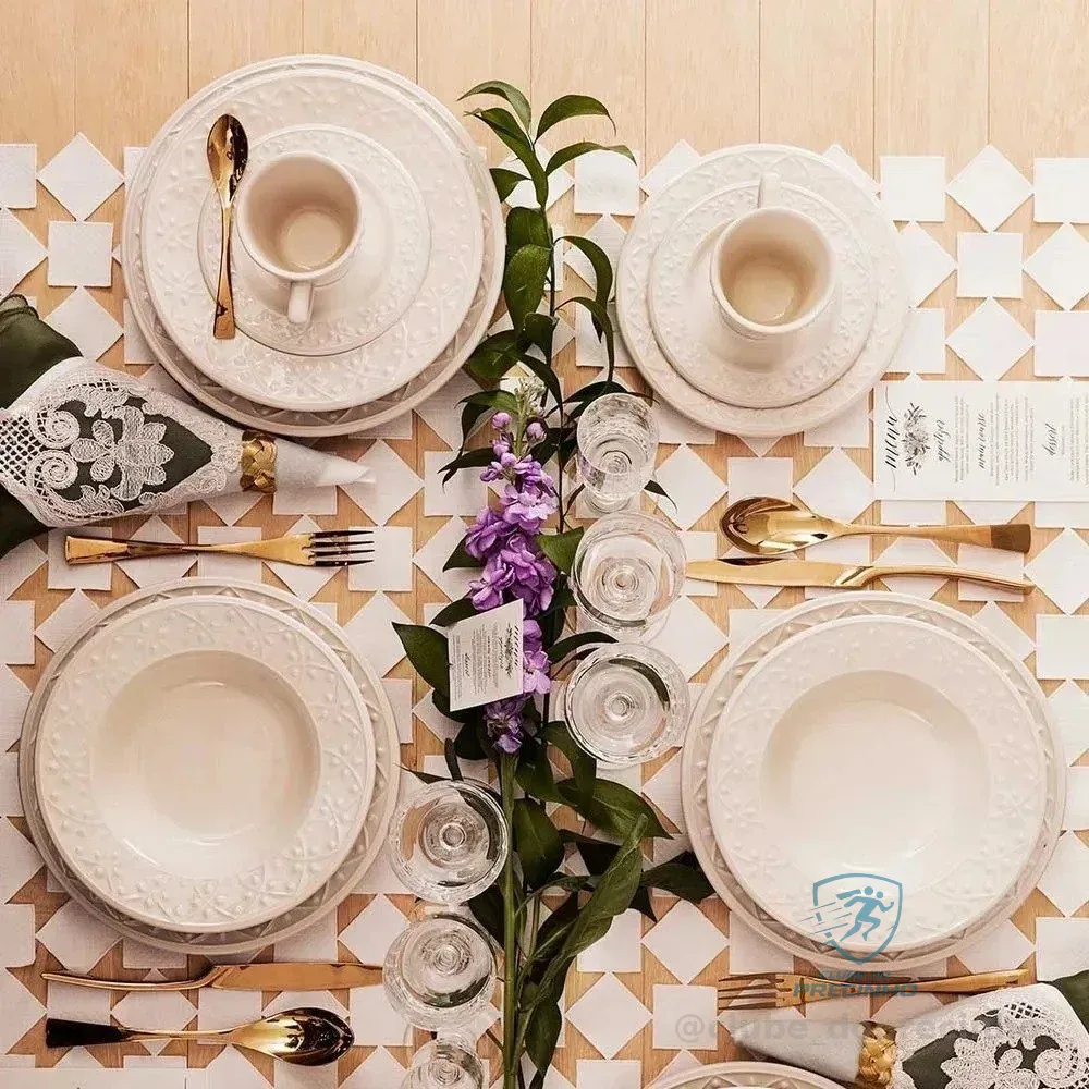 Jogo De Jantar E Chá Oxford Mendi Marfim De Cerâmica Com 20 Peças Bege Marfim