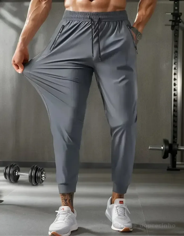 Calça Dry Fit Masculina Tecnológica Poliamida Com Elastano Cinza Dry Fit M 40/42