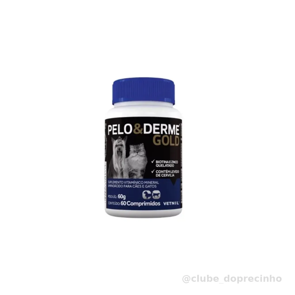 Pelo & Derme Gold Suplemento Para Cães e Gatos Vetnil 60Comp