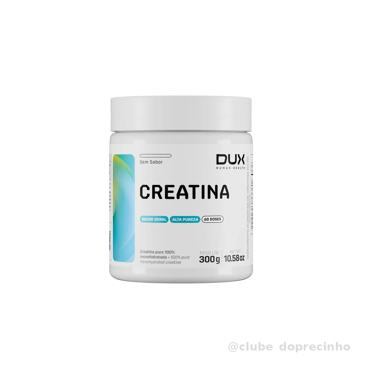 Creatina Monohidratada Sem Sabor - Pote 300g - Suplementação Treino Academia, Ganho Muscular Hipertrofia, Força Energia Resistência, Suplementos Naturais - DUX HUMAN HEALTH
