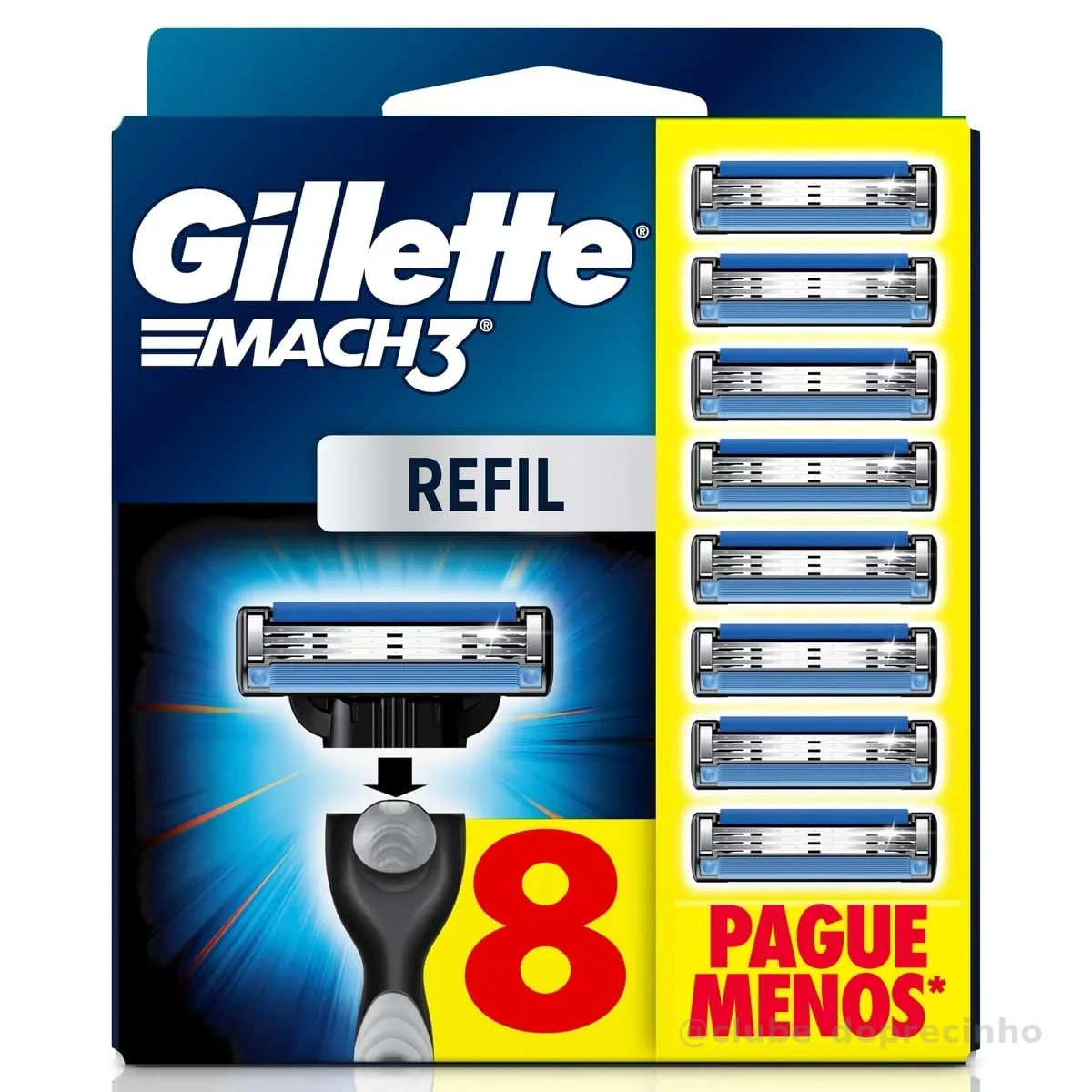 Gillette Mach3, Carga para Aparelho de Barbear com 3 Lâminas 8 Unidades