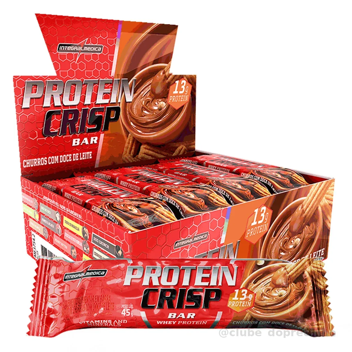 Integralmedica - Barra de Proteína Whey Protein Crisp Bar Churros - Snack Proteíco - Pré e Pós-Treino - Display com 12 Unidades