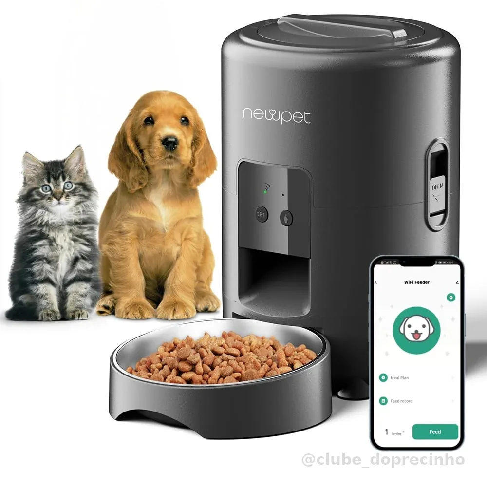 Alimentador Automático Pet, 2L Comedouro para Caes Fácil Comedouro Elevado para Caes, Controle de Aplicativo WiFi