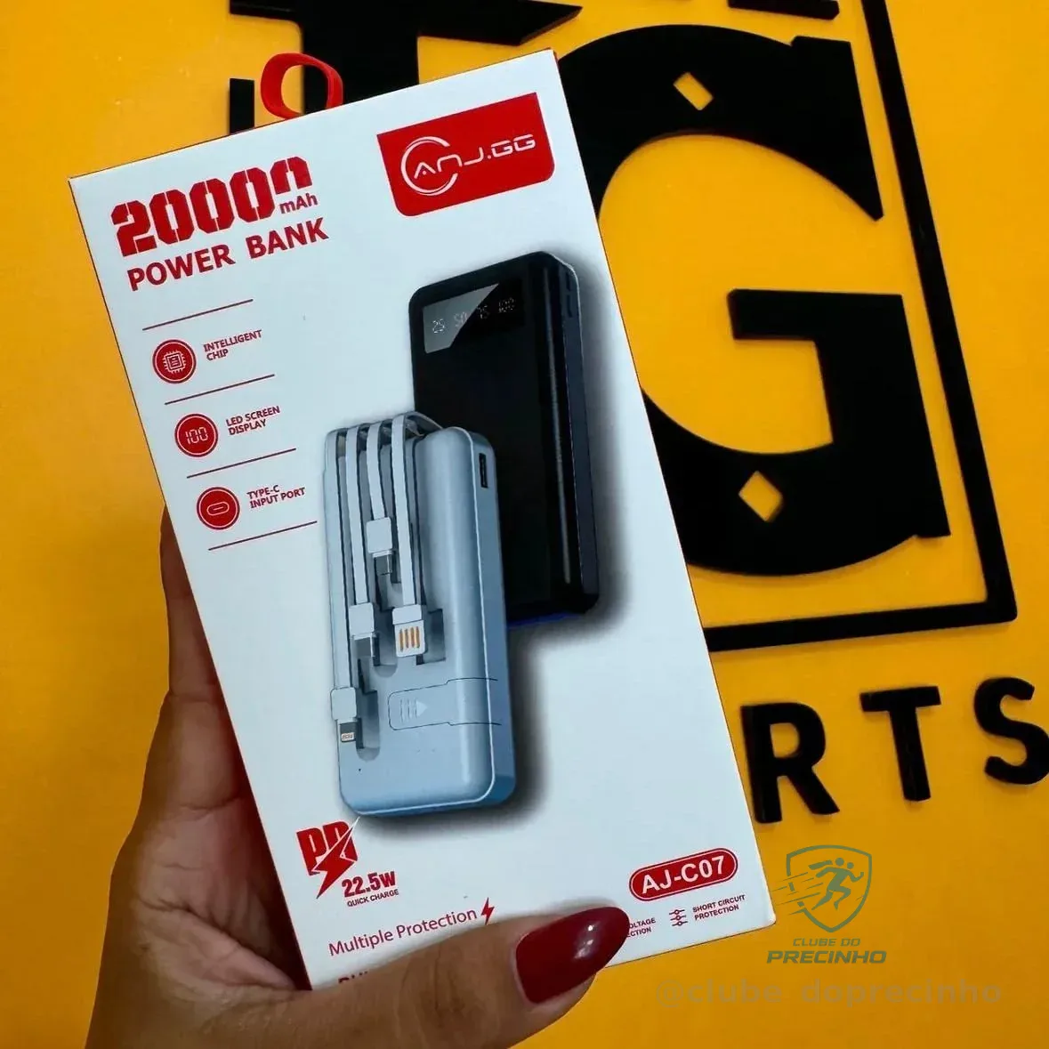 Power Bank 20000mah Carregador Portátil Turbo Rápido 22.5w Display Digital Branco