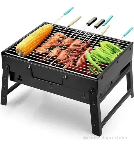 Mini Churrasqueira Portatil Dobravel 40cm Para Apart Preto Preto