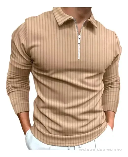 Camiseta Polo Manga Longa Com Zíper Lançamento