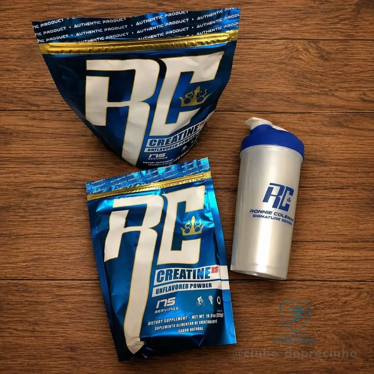 Kit 2x Creatina Refil Ronnie Coleman 100% Pura 525g +shaker Sem Sabor