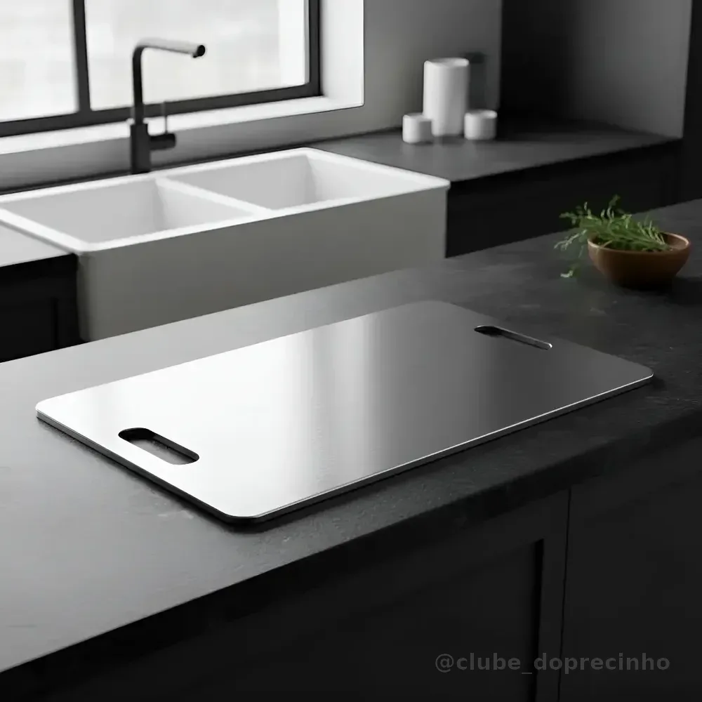 Tábua De Corte De Titânio Inox Cozinha Taboa Churrasco Carne Lisa Titânio Aço Inoxidável