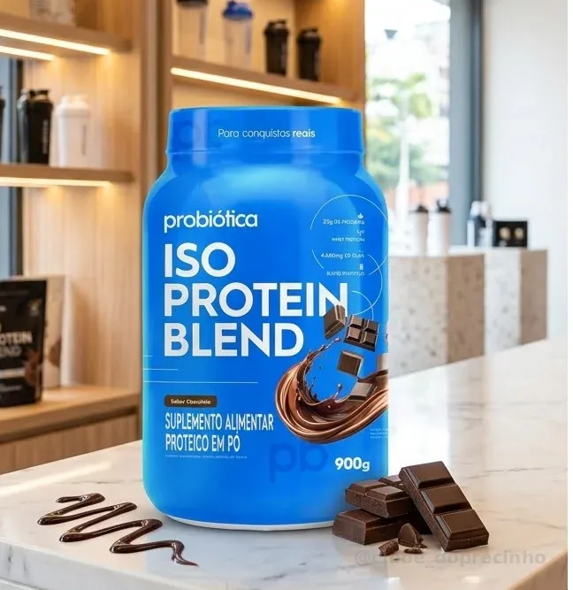 Whey Protein 900g Iso Blend Protein Probiótica Chocolate Blend de Proteínas