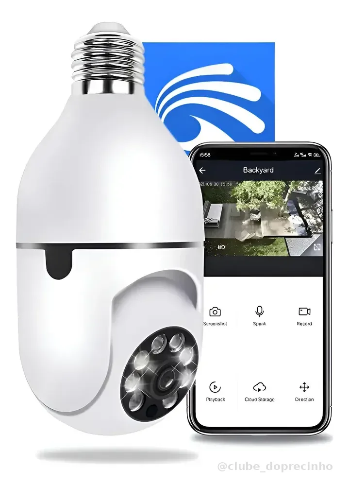 Câmera Lâmpada De Segurança Wifi Ip App Yoosee Visão Noturna Câmera Segurança Lampada Ip Wifi