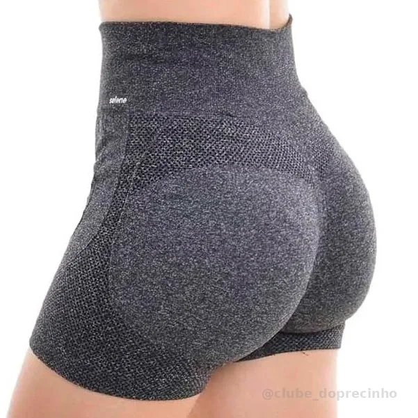 Shorts Selene Empina Levanta Bumbum Poliamida Academia Short Sem Costura Sem Transparência Cintura Alta