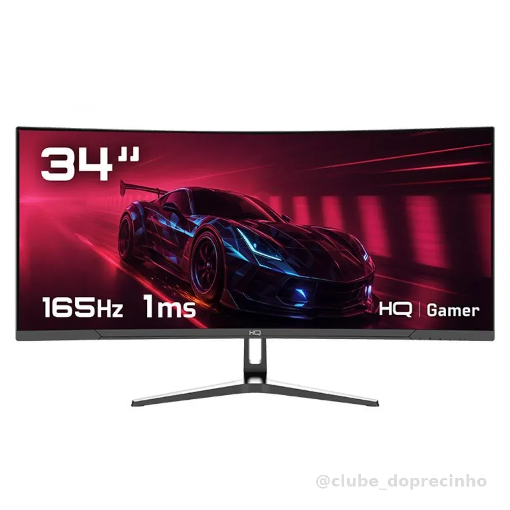 Monitor Gamer 34" Curvo 1ms, 165Hz, UltraWide (QHD) - 3440x1440 AMD FreeSync, HDMI, DP, HQ Premium HQ34C16