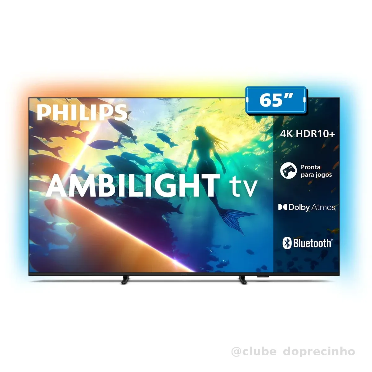 PHILIPS, Smart TV Ambilight 65" 4K, Titan OS, 65PUG8100/78, Comando de Voz, HDR10+/Dolby Atmos, VRR/ALLM, Bluetooth