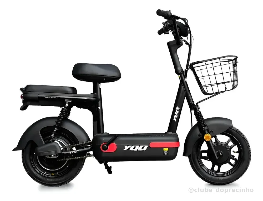 Bicicleta Scooter Elétrica Aro 14 Yoo Y200 350w Preto/vermelho