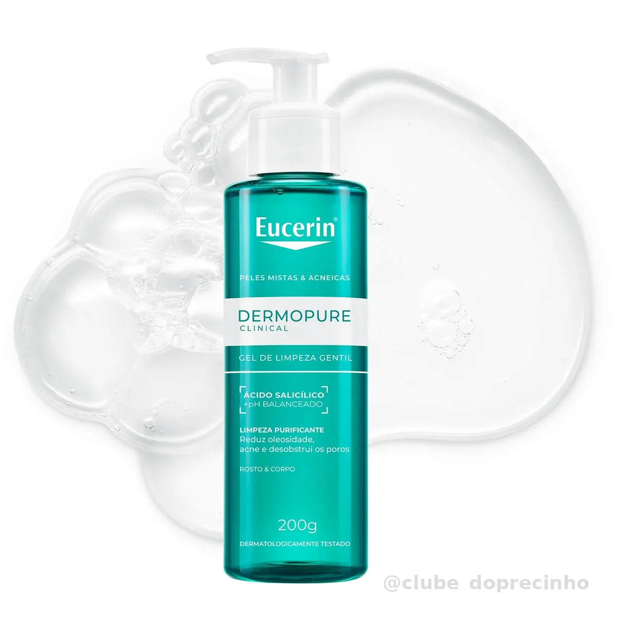 EUCERIN Gel de Limpeza Facial Antiacne DermoPure Gentil 200ml, Pele Mista e Oleosa, Suave, Demaquilante