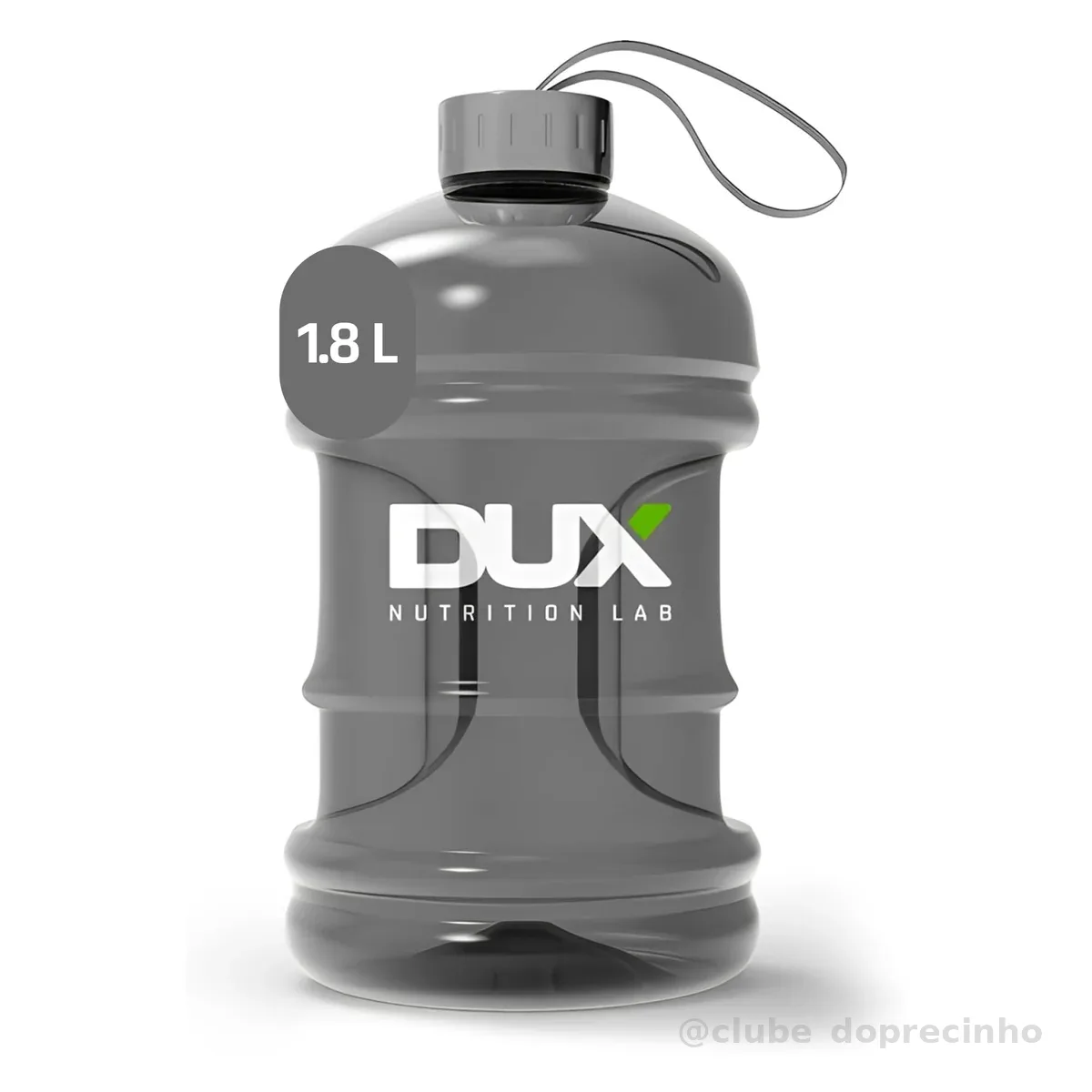 DUX HUMAN HEALTH Mini Galão 1875 mL – Garrafa Fumê Livre de BPA, Tampa Metálica, Ideal para Academia e Rotina Diária