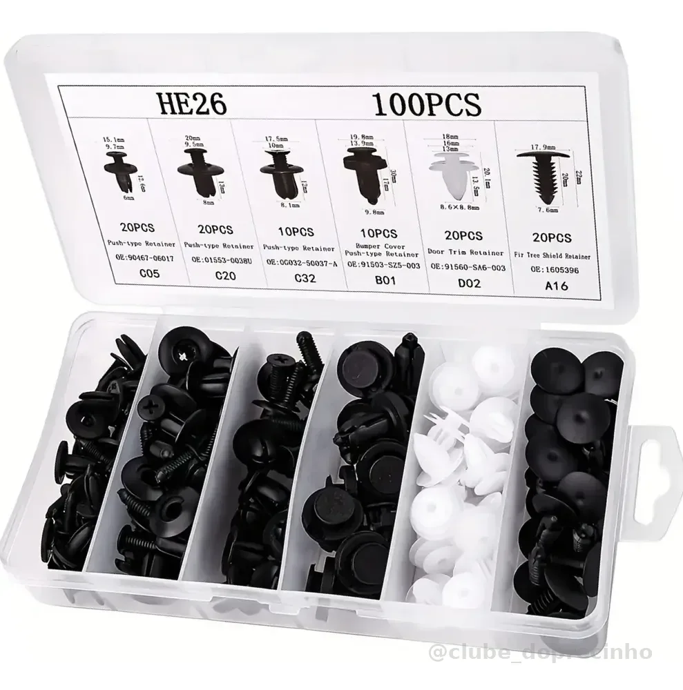 Kit 100 Presilha Grampo Parabarro Parachoque Universal Carro