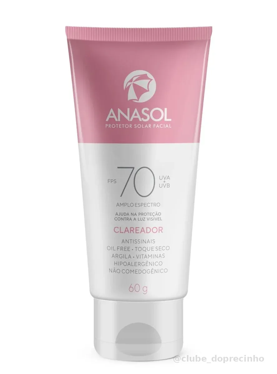 Anasol Protetor Solar Facial FPS 70 Clareador - 60 g