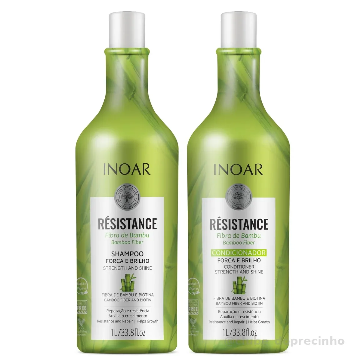 Inoar, Kit Resistance Bambu – Shampoo e Condicionador 1L, Fortalecimento e Crescimento Capilar, Hidratação e Brilho, Para Cabelos Danificados ou Quebradiços