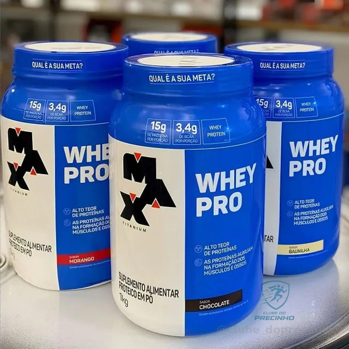 Whey Pro Pote 1kg Sabor Morango Max Titanium