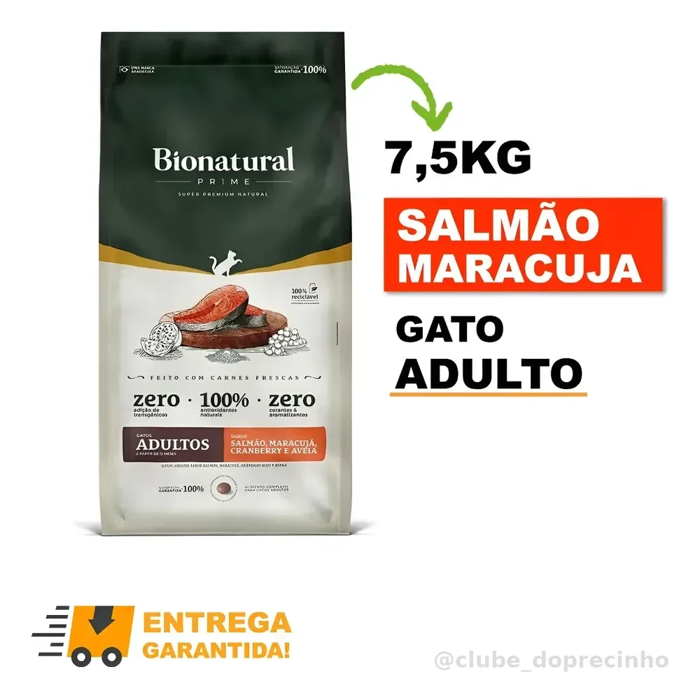 Ração Seca Bionatural Salmão Gatos Adultos 7,5kg