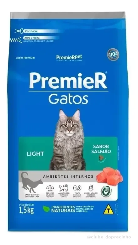 Ração Para Gato Adulto Salmão Light 1,5kg Premierpet