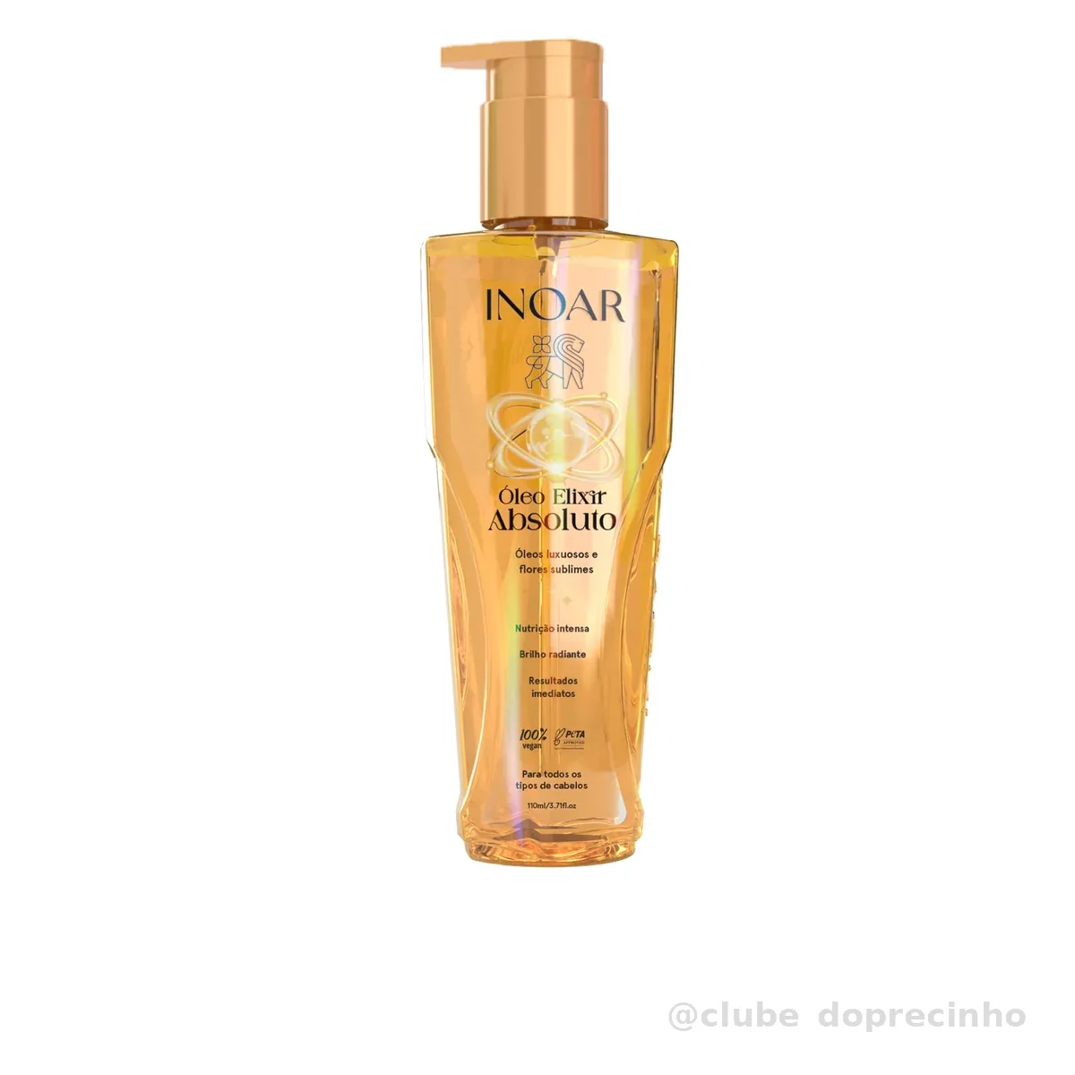 Inoar, Absoluto, Óleo Elixir Capilar, Brilho Radiante e Nutrição Intensa, Blend de Óleos Luxuosos, Para Todos os Tipos de Cabelo, 110ml