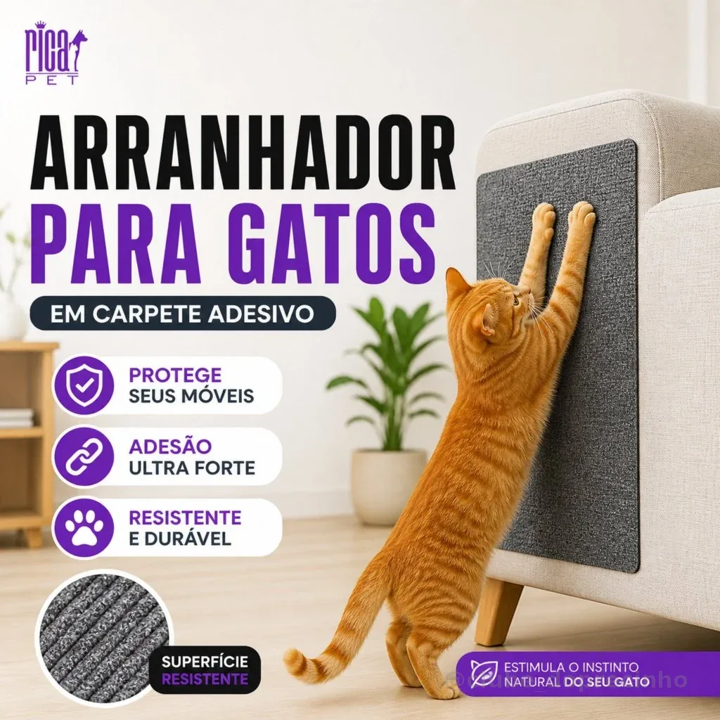 Arranhador Adesivo E Protetor De Sofá Cama Móveis Para Gatos Carpete Premium