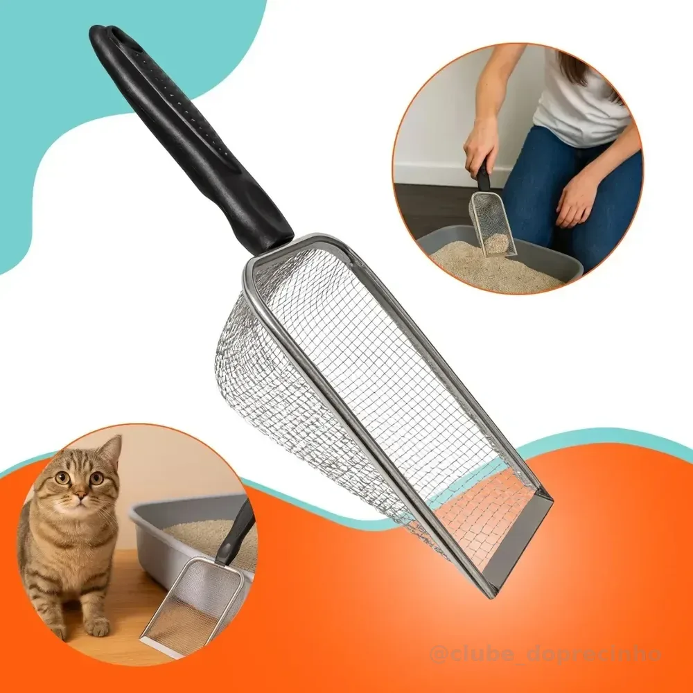 Pazinha Higiênica Coletora Pá Caixa Areia Gatos Inox Peneira Prateado Boa Dica