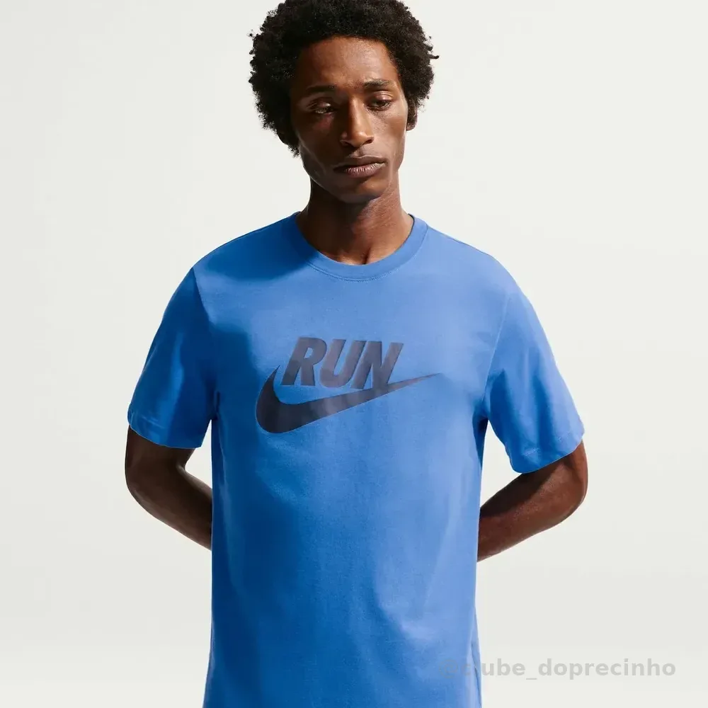 Camiseta Dri-fit Nike Run Swoosh Masculina Azul/preto P