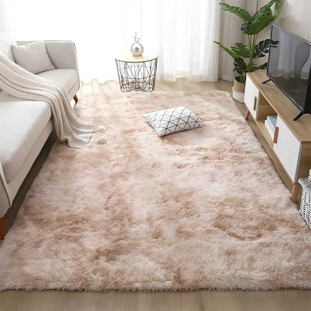 Tapete 2,00x1,50 Peludo Felpudo Sala E Quarto Cores Cor Bege-mesclado Desenho Do Tecido Pelo Alto