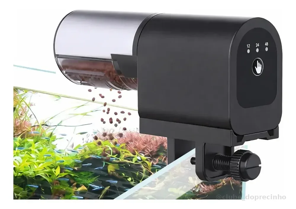Alimentador Automático Aquário Newpet Peixes Ração Terrario Bateria De Lítio Recarregável Integrada