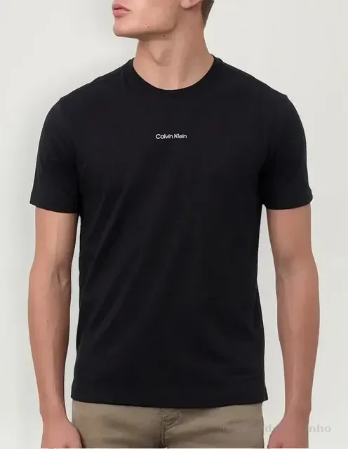 Camiseta Calvin Klein Masculina Flame Front Logo Preta