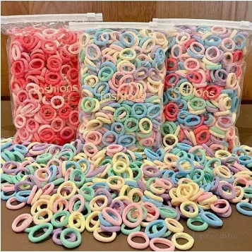 De 100-300pcs Faixas De Cabelo Para Crianças Em Nylon Colorido Scrunchie Hair Ties Rubber Band Kids Elástica Acessórios