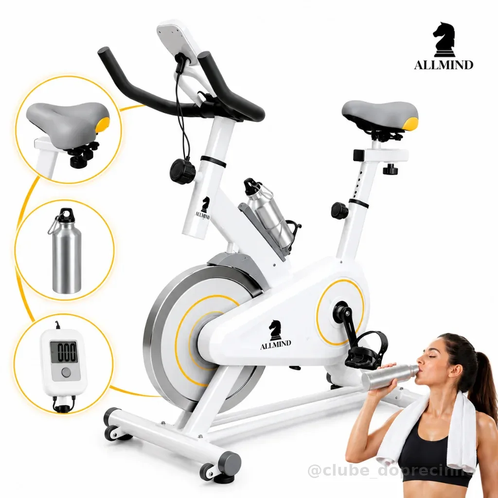 Bike Ergométrica 8kg Fitness Treino musculação Academia 120kg com Painel Digital Squeeze