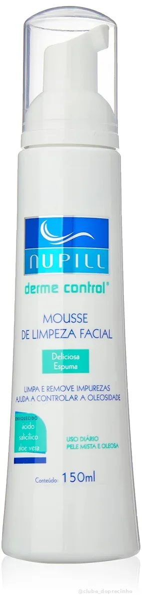 Nupill Mousse De Limpeza Facial Derme Control 150Ml Branco
