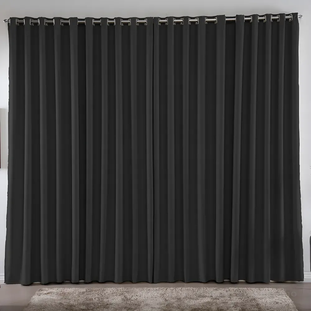 Cortina 3,00x2,80 Metros Blackout Blecaute Preto Corta Luz Em Tecido Grosso Para Quarto E Sala Casa Laura Enxovais