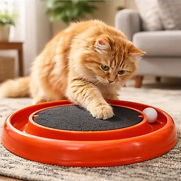 Arranhador para gatos e brinquedo com bolinha interativa Menplast 40,5 cm
