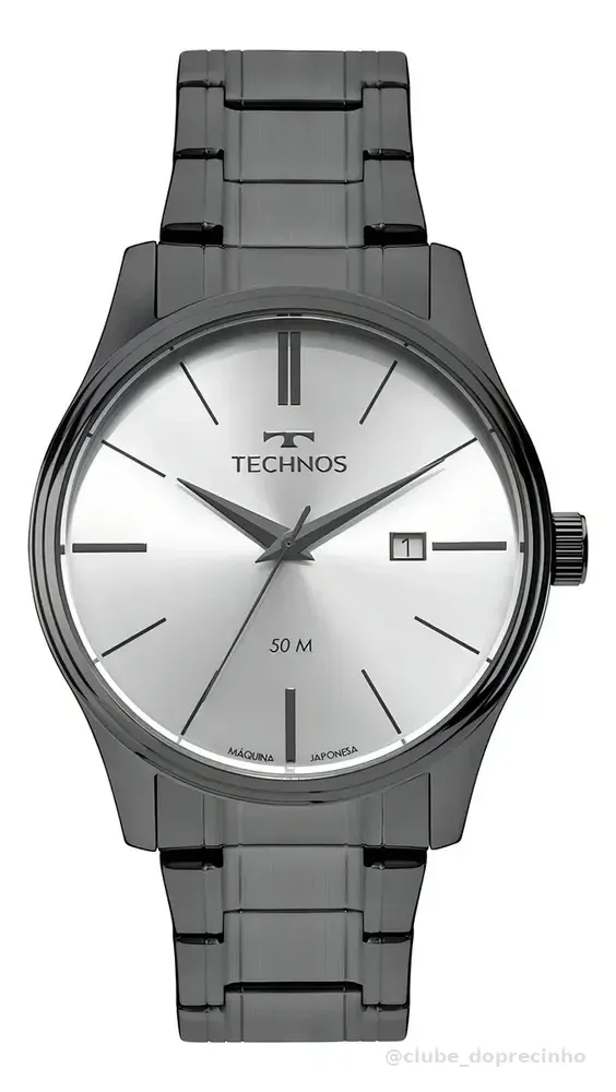 Relógio Masculino Technos Aço Inoxidável Grafite Quartzo 42mm