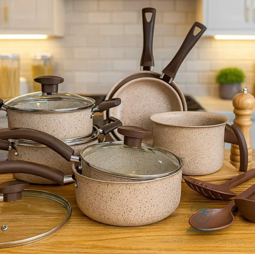 Jogo De Panelas Antiaderente 10 Peças Prime Alumínio Teflon